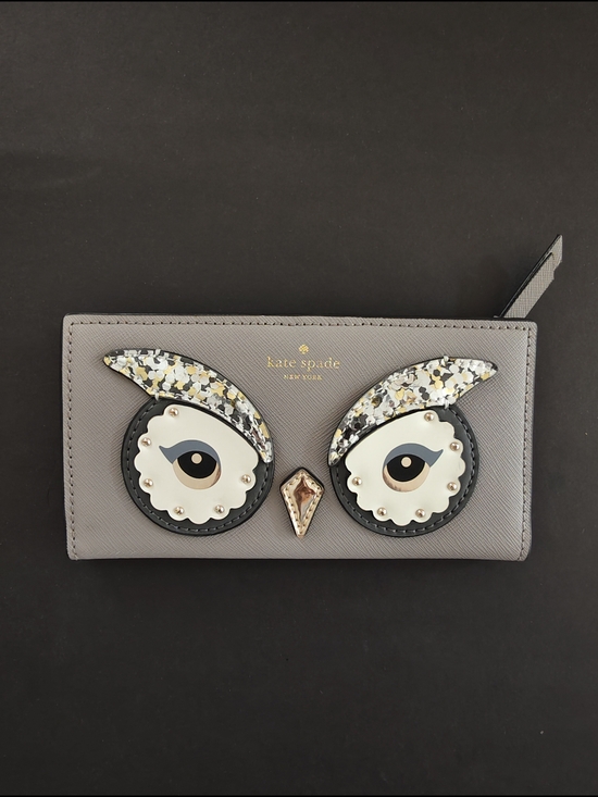 kate spade Accessories - Kate spade Gray Owl Appliqué Wallet, leather